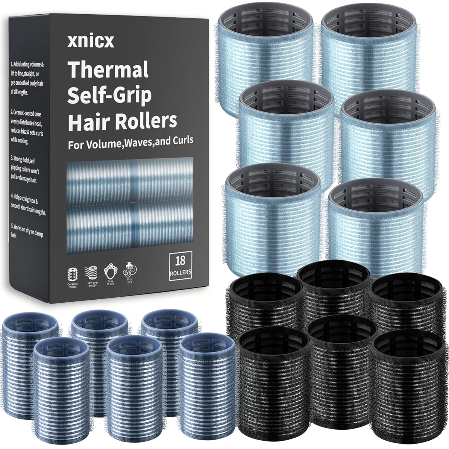 Hopper Curl 美容器具 Amazon.com : xnicx 18 pcs Hair Roller Set,Self-Grip Ceramic